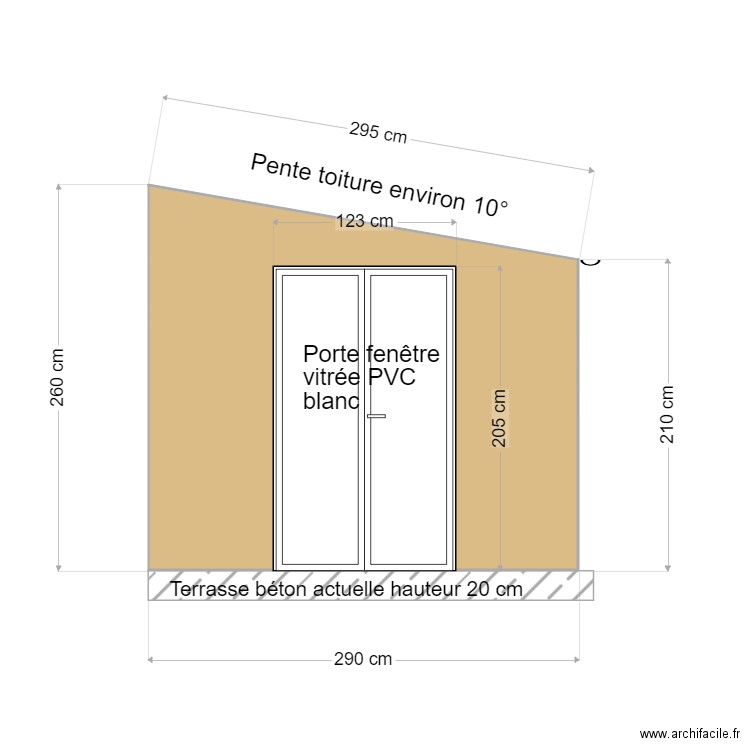 Facade gauche porte fenêtre veranda 03 fevrier. Plan de 1 pièce et 7 m2