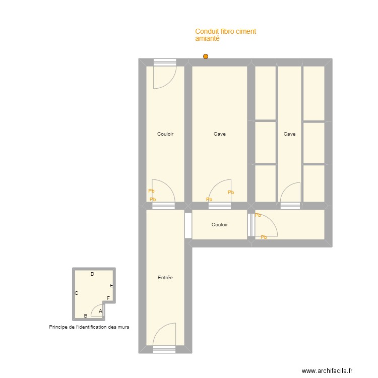 Croquis Parties communes. Plan de 13 pièces et 40 m2