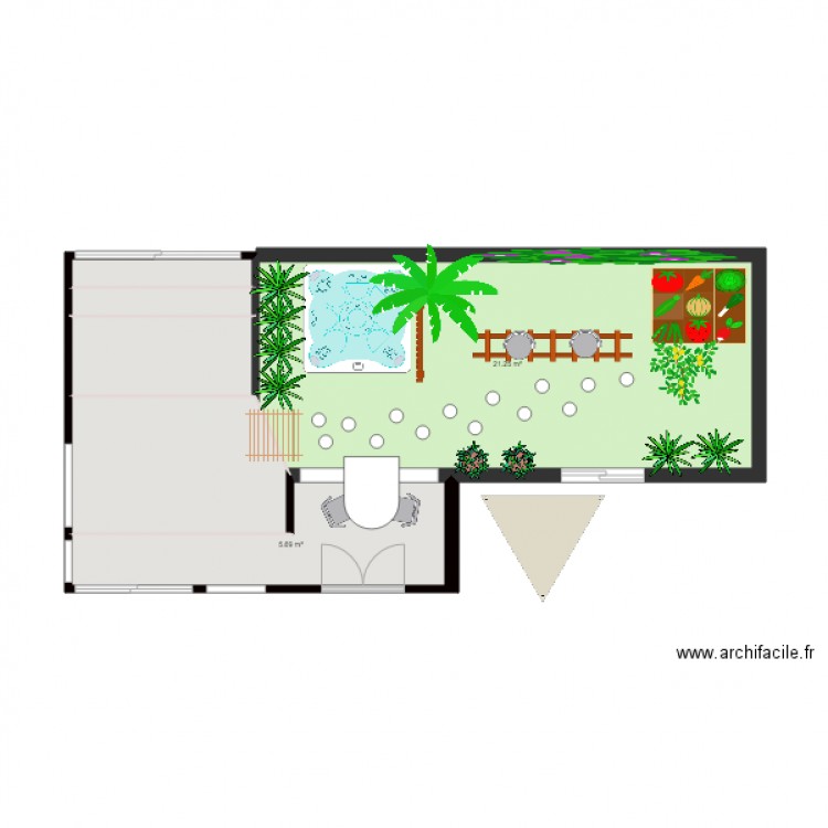 Patio. Plan de 0 pièce et 0 m2