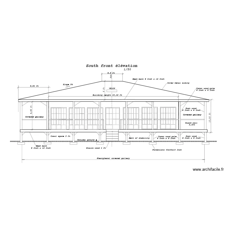 South front elevation 2. Plan de South front elevation 2. Plan de