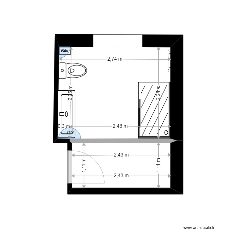 55pp. Plan de 2 pièces et 9 m2