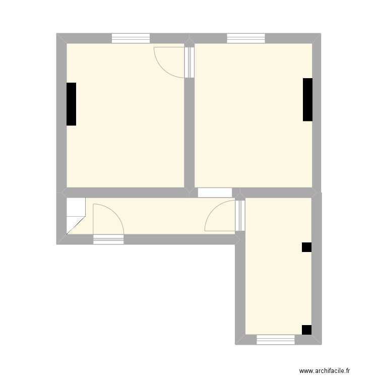 Louise Michel. Plan de 4 pièces et 34 m2