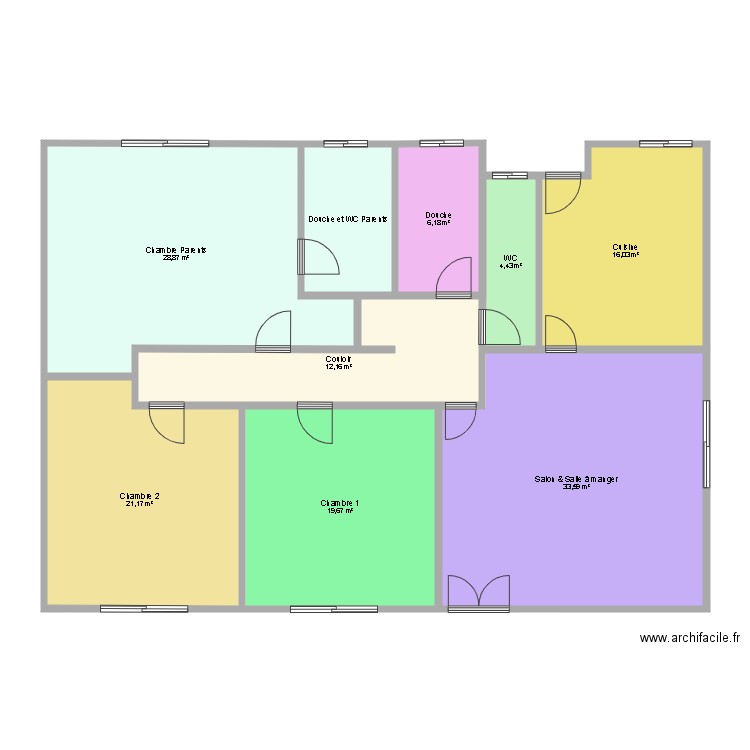 Michou 3 chambres. Plan de 9 pièces et 149 m2