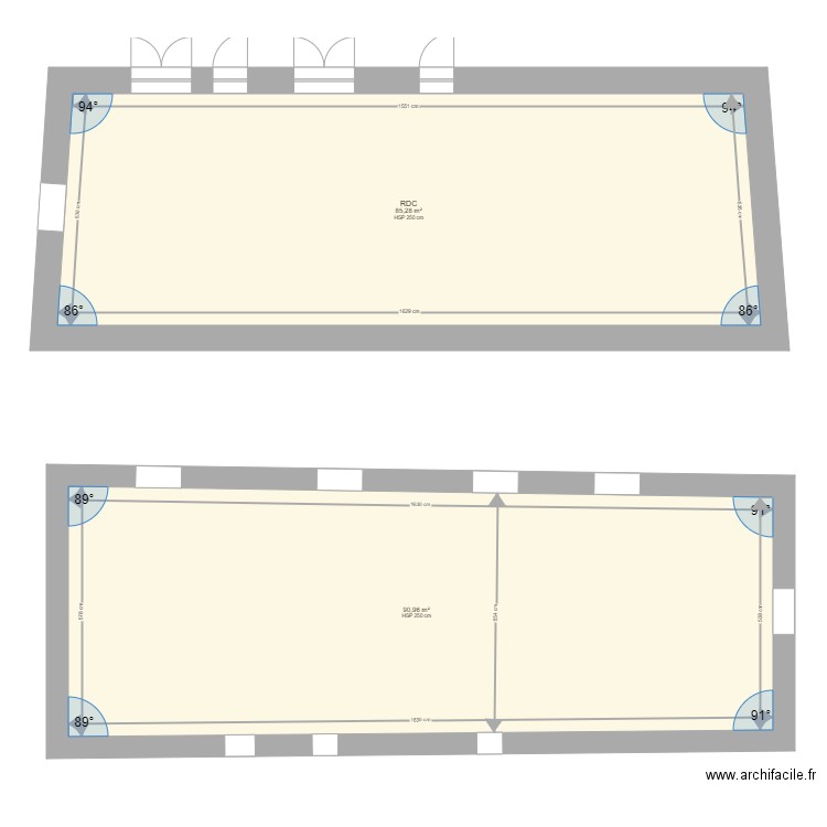 MAISON. Plan de 2 pièces et 176 m2