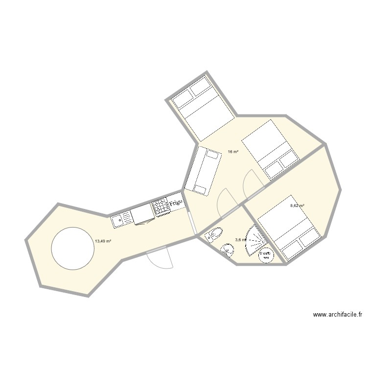 2 Kotas 25 9 avec 1 extension. Plan de 0 pièce et 0 m2