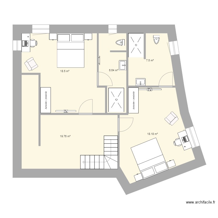 Etage du Personnel. Plan de 0 pièce et 0 m2