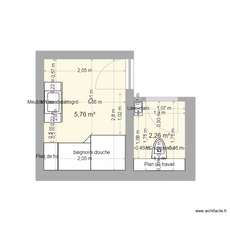 salle de bains WC 1 er etage. Plan de salle de bains WC 1 er etage. Plan de