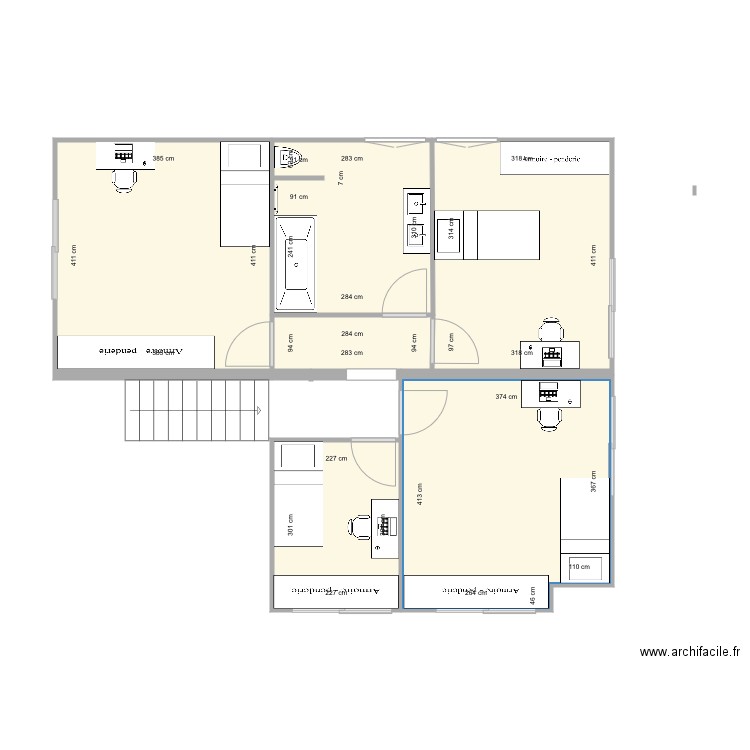 Étage magl. Plan de 6 pièces et 62 m2