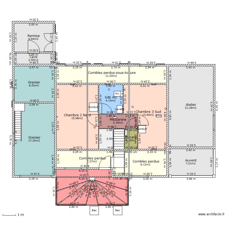 PlanMaisonEtage120e_avec Cotation. Plan de 0 pièce et 0 m2