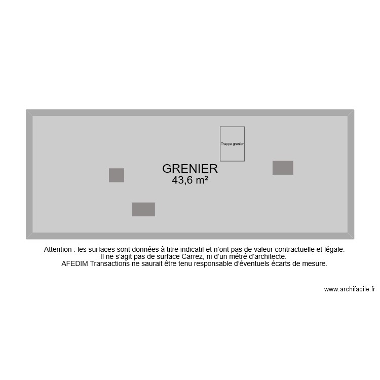 BI 9244 GRENIER. Plan de 1 pièce et 44 m2