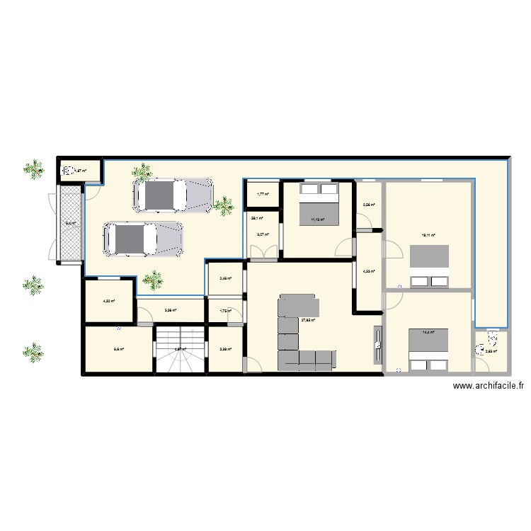 ChezMoiInShaAllah2. Plan de 19 pièces et 178 m2