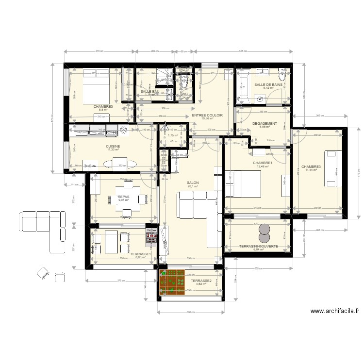 APPT VERRERIE. Plan de 18 pièces et 120 m2