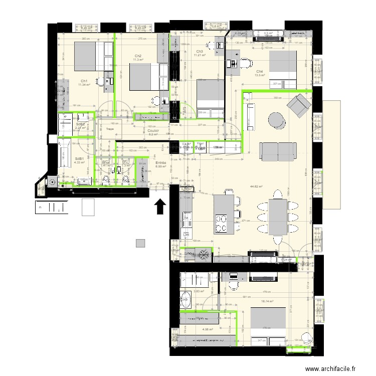 29 crs FR v23. Plan de 39 pièces et 154 m2