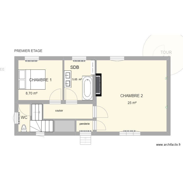 LETRILLARD projection. Plan de 21 pièces et 145 m2