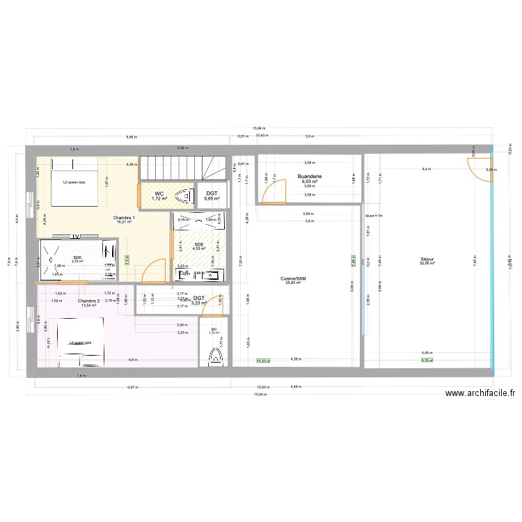 plan gite anglais. Plan de 11 pièces et 124 m2