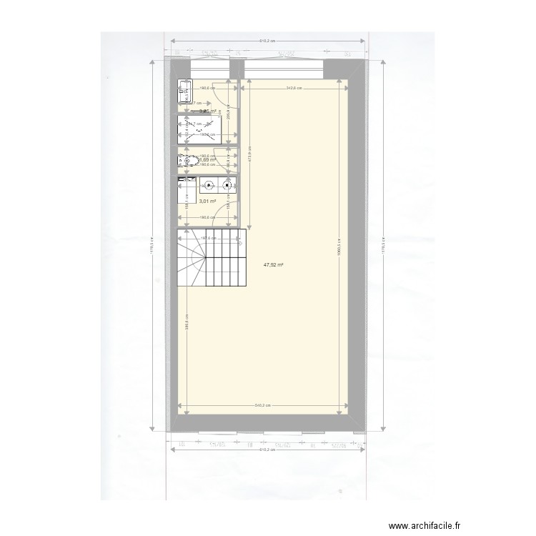 lelore sdb. Plan de 4 pièces et 56 m2