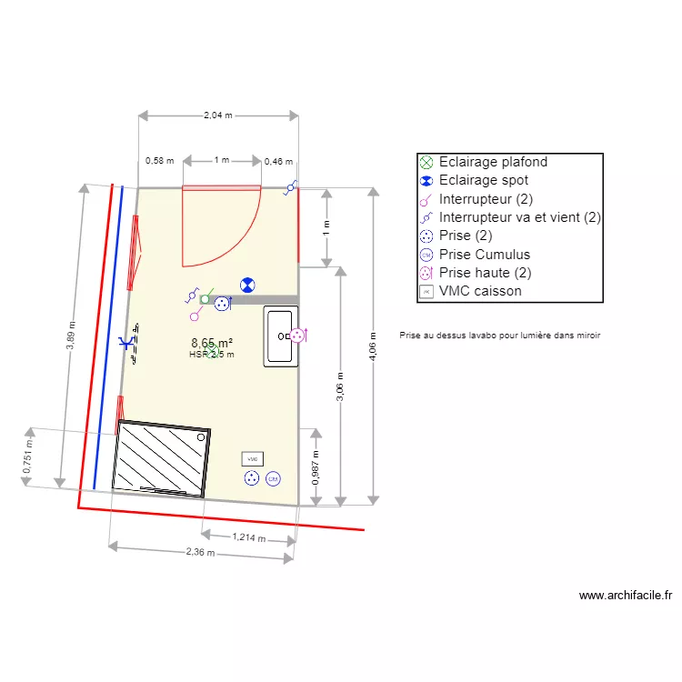 petite chambre. Plan de 