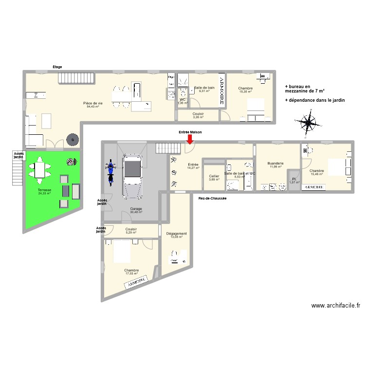 CINI. Plan de 21 pièces et 231 m2