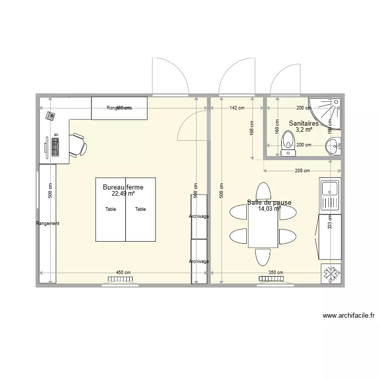 Bureau ferme. Plan de 