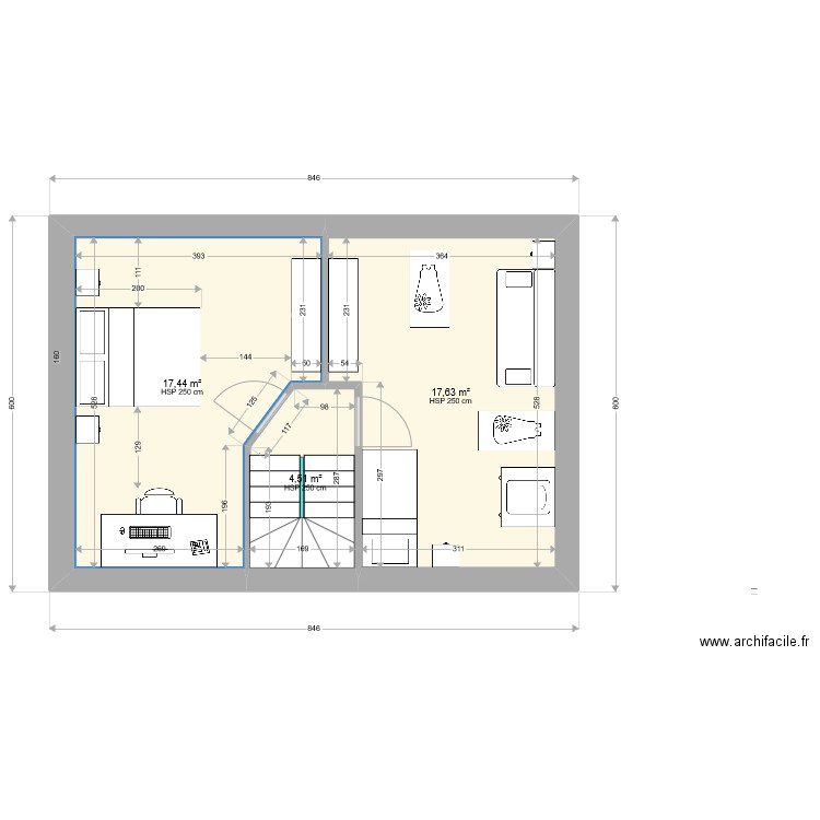 Rte de Borthélo paf meublé. Plan de 7 pièces et 122 m2