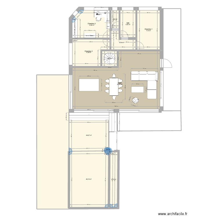 Maison+ terrasses. Plan de 20 pièces et 321 m2