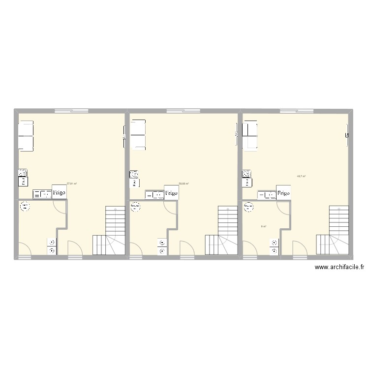 projet locatif. Plan de 4 pièces et 174 m2