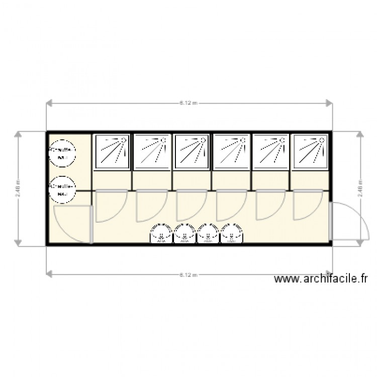 modules 6 douches Axe Environnement. Plan de 0 pièce et 0 m2