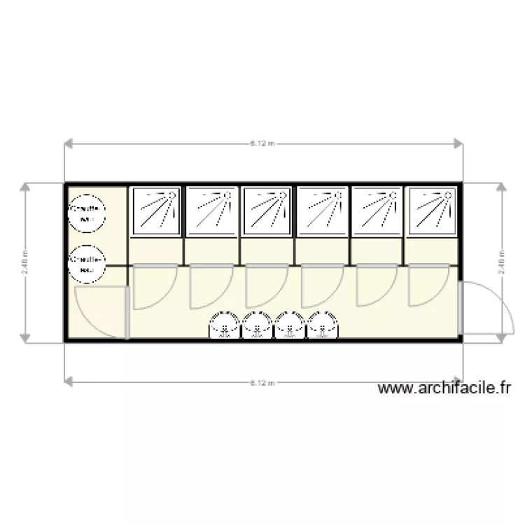modules 6 douches Axe Environnement. Plan de 
