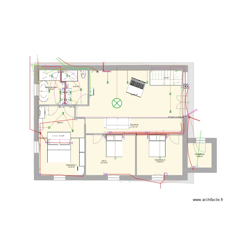 Elec. Plan de 20 pièces et 263 m2