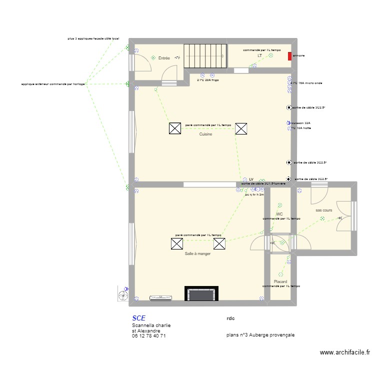 auberge provençale RDC. Plan de 8 pièces et 92 m2