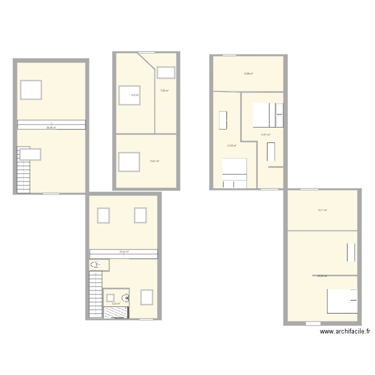 quenast. Plan de 11 pièces et 186 m2