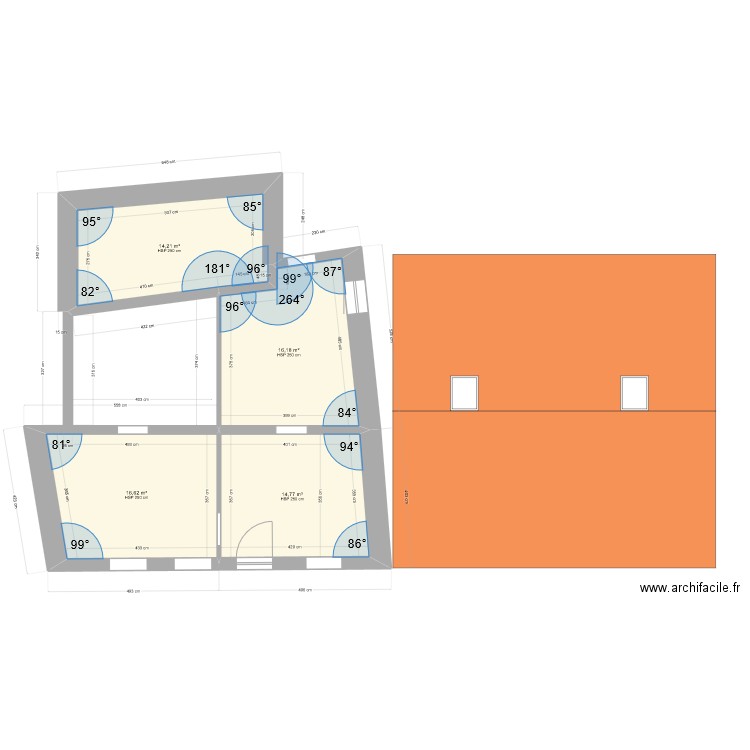 auzat 2 toiture. Plan de 4 pièces et 62 m2