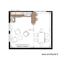 Plan Meubl&eacute; Sejour Cuisine ref LARIVE