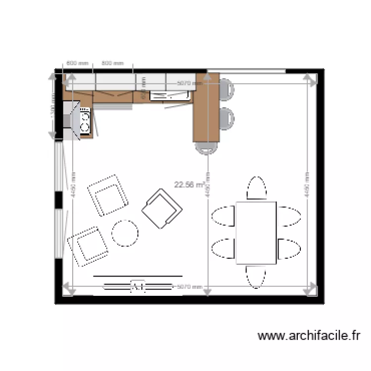 Plan Meublé Sejour Cuisine ref LARIVE. Plan de Plan Meublé Sejour Cuisine ref LARIVE. Plan de