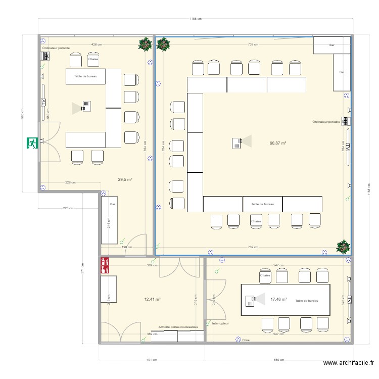 salle sous-loc v2. Plan de 4 pièces et 120 m2