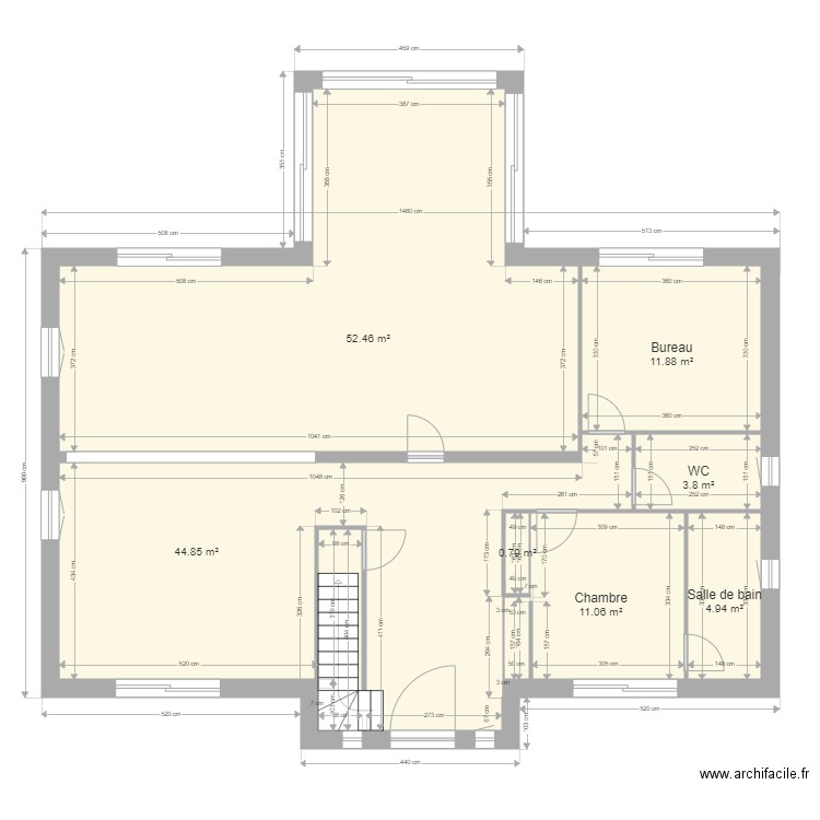 fossi rdc 2. Plan de 7 pièces et 130 m2