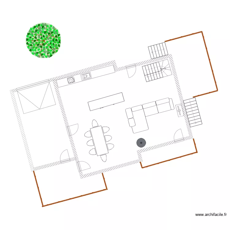 chalet A RDC. Plan de 