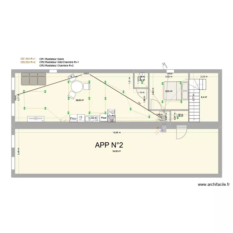 ECLAIRAGE/CHAUFFAGE R+1. Plan de 6 Pièces et 113 m² ECLAIRAGE/CHAUFFAGE R+1. Plan de 6 Pièces et 113 m²