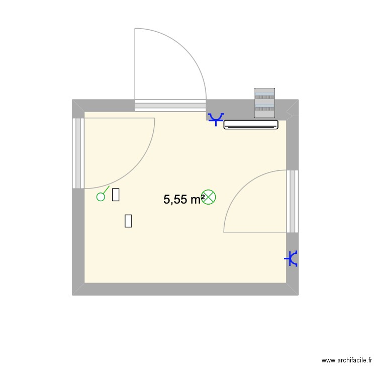 Simon. Plan de 1 pièce et 6 m2