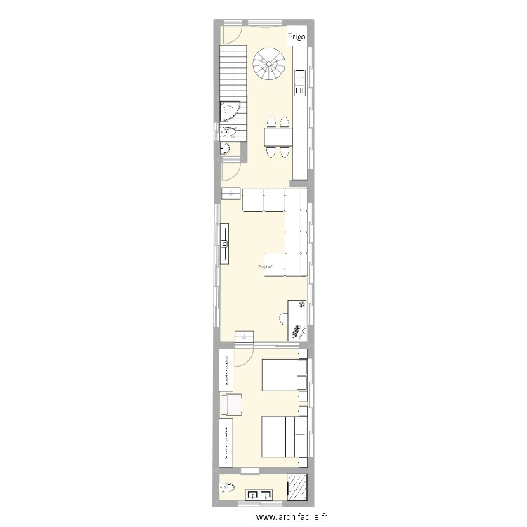 chayapum 3. Plan de 2 pièces et 77 m2