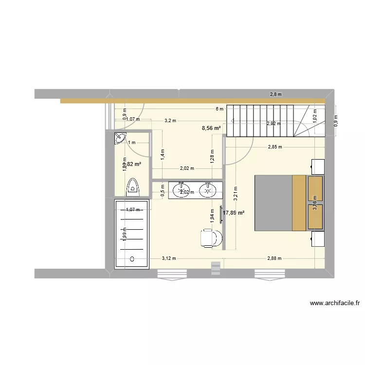 R+1 petite maison modif. Plan de 3  et 28 m²