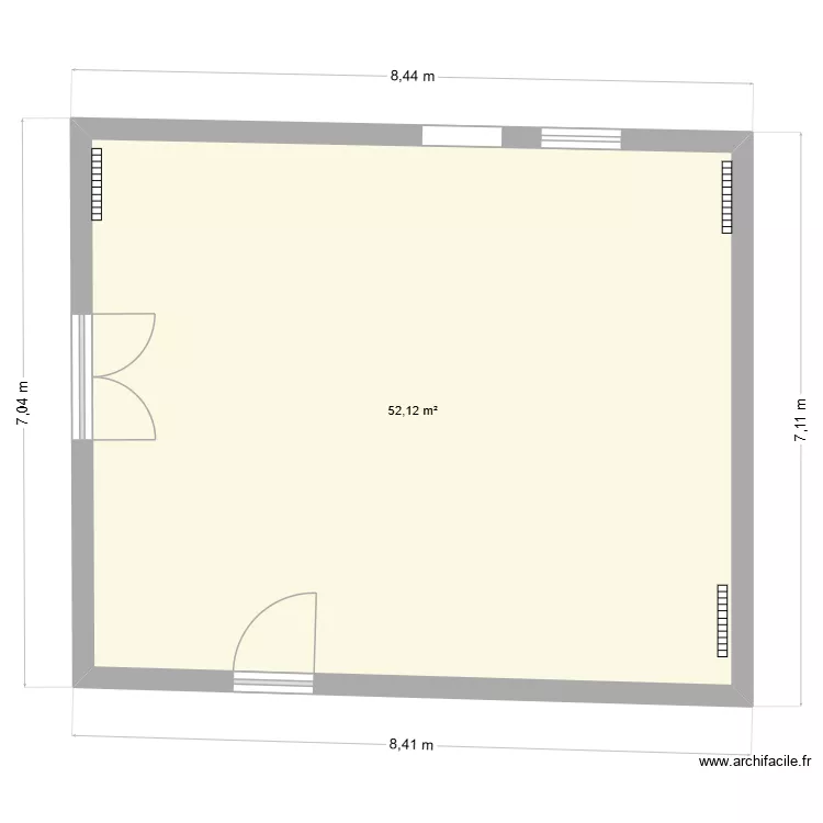 salle r&eacute;&eacute;duc. Plan de 1  et 52 m²