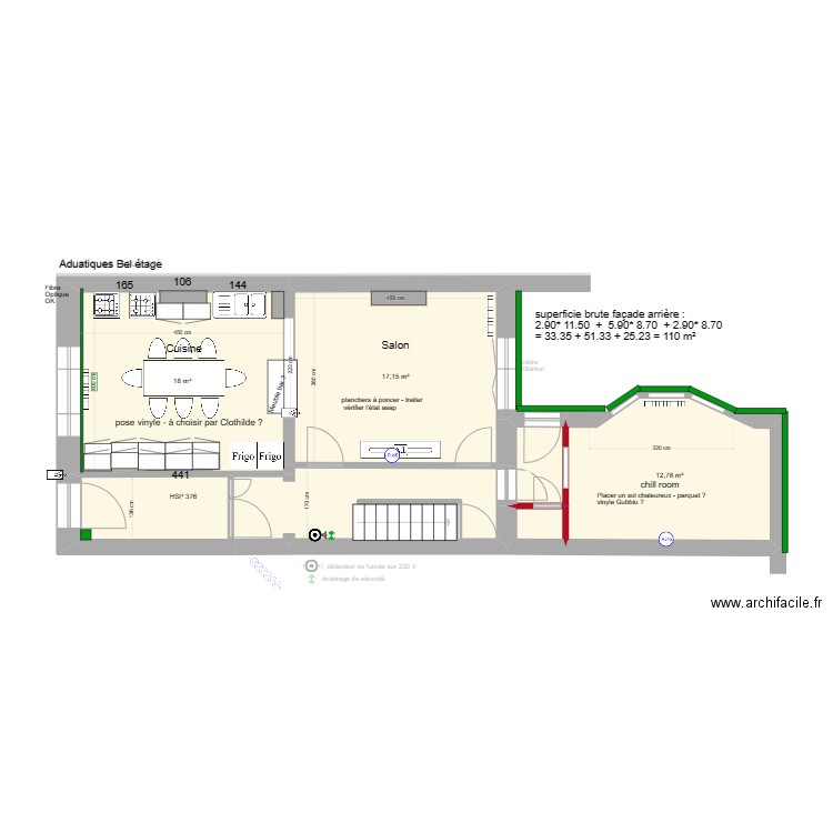 Aduatiques. Plan de 24 pièces et 328 m2