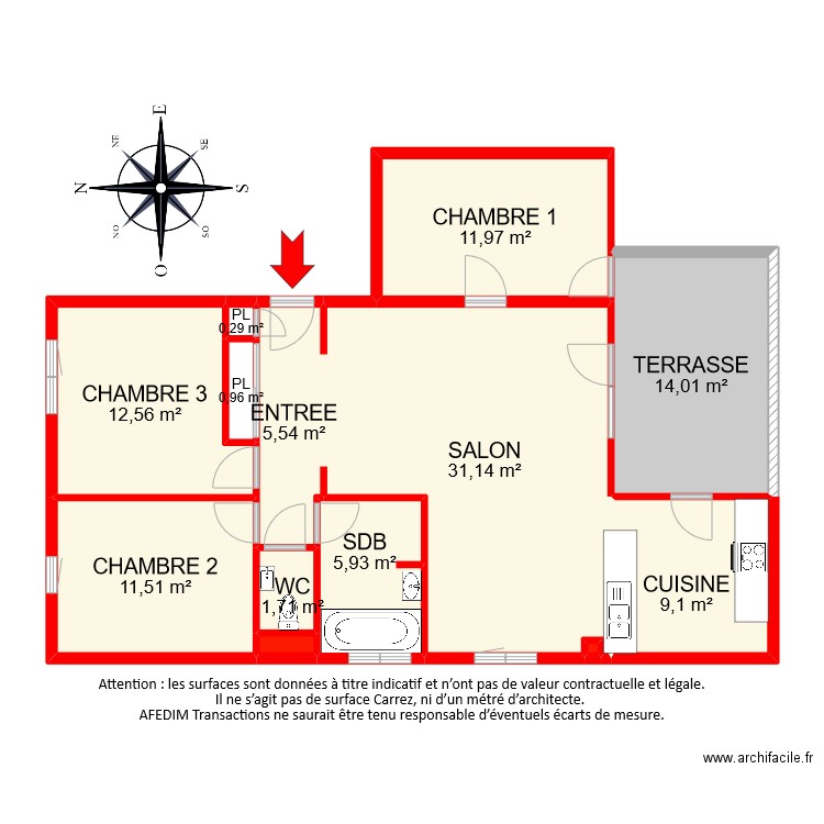 BI9976. Plan de 13 pièces et 105 m2