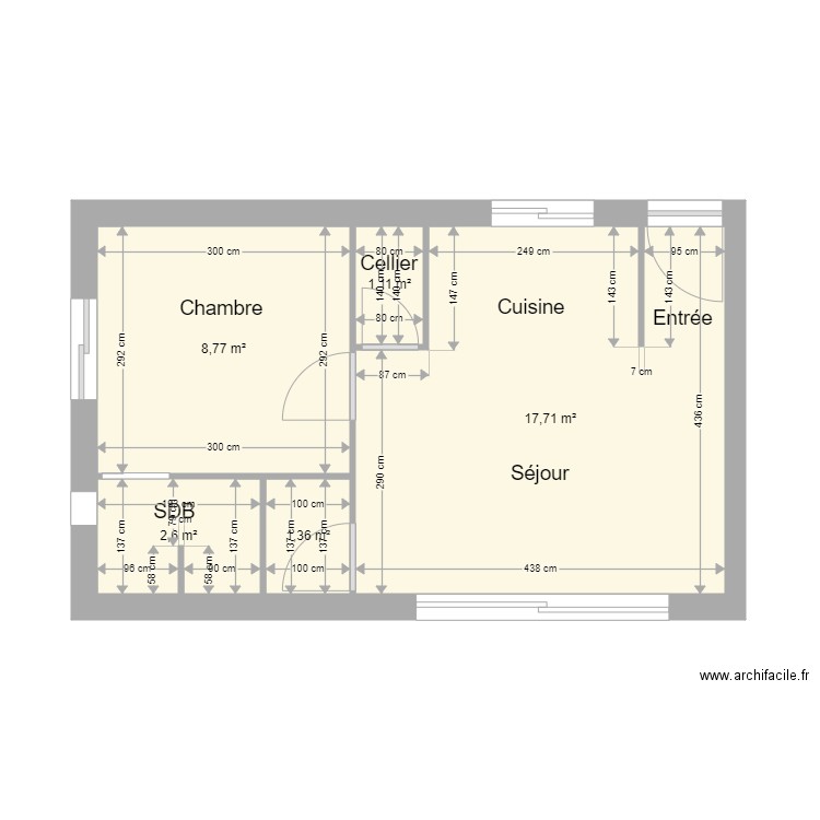 OUERGHI . Plan de 5 pièces et 32 m2