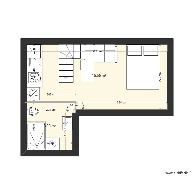 Cabane l parents bb haut plus simu mpr. Plan de 5 pièces et 40 m2