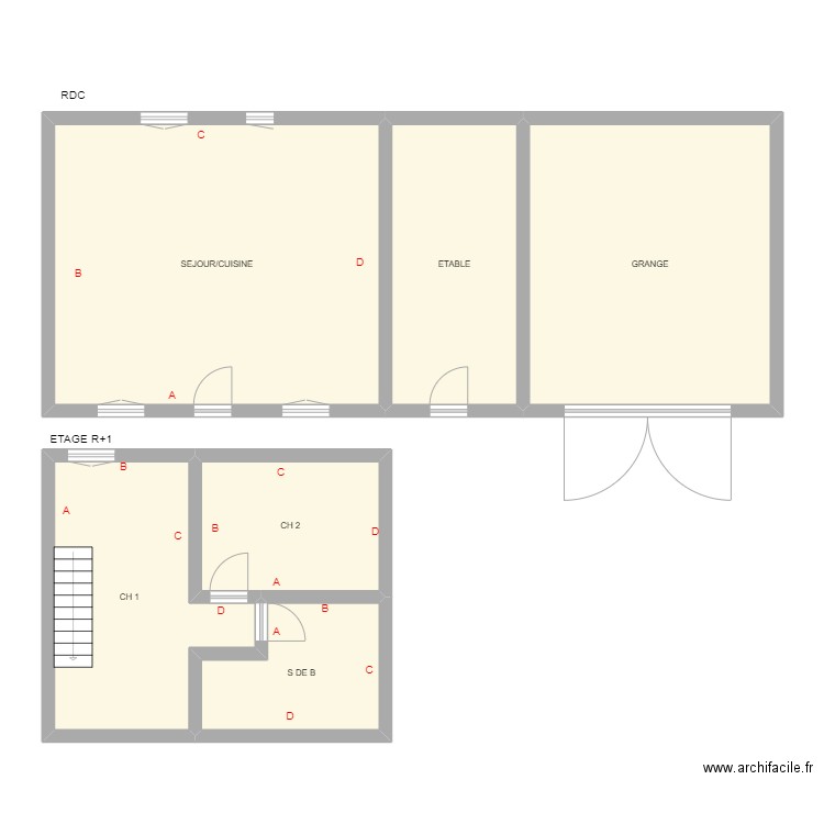 DEE. Plan de 6 pièces et 121 m2