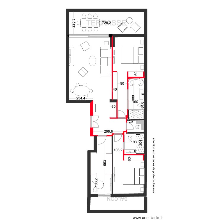 fontainebleau ter. Plan de 6 pièces et 102 m2