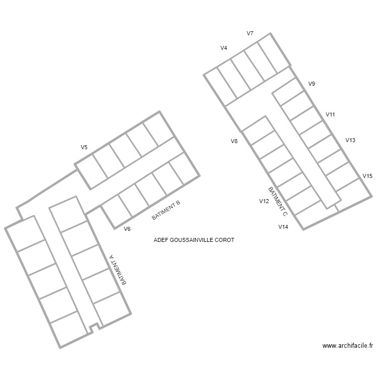 ADEF COROT GOUSSAINVILLE BASE ETAGES. Plan de 35 pièces et 1043 m2