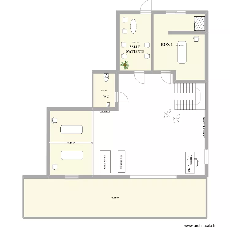 projet cabinet kin&eacute;. Plan de 